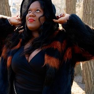 2 toned waist length faux fur